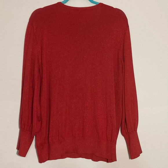 Terra & Sky Red Sparkly Sweater | Size 2X/20-22W | Rhinestone Collar | Holiday - Picture 3 of 15
